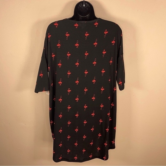 NEW XS LULAROE BLACK PINK FLAMINGO TEE IRMA STYLE OVERSIZED  FLORIDA  TUNIC - Picture 2 of 13
